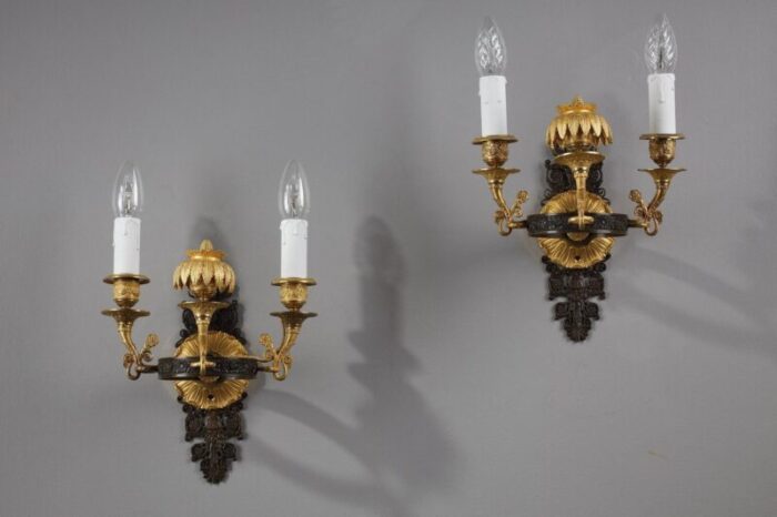 charles x chiseled and gilt bronze sconces set of 2 1