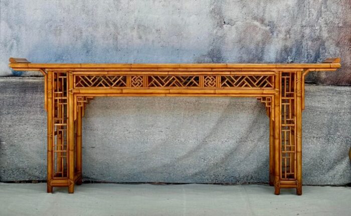 chinese chippendale bamboo console altar table 2626