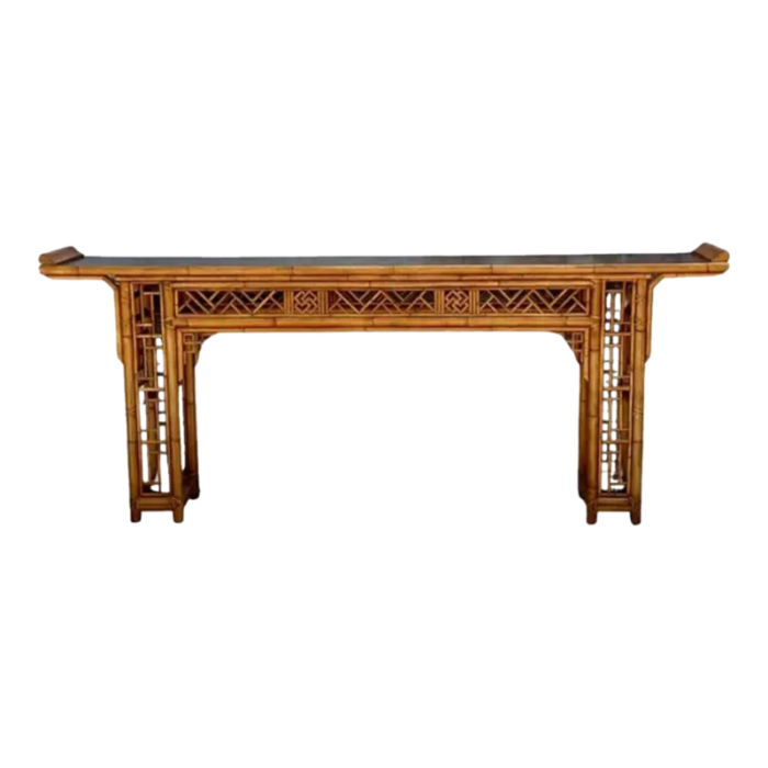 chinese chippendale bamboo console altar table 5069