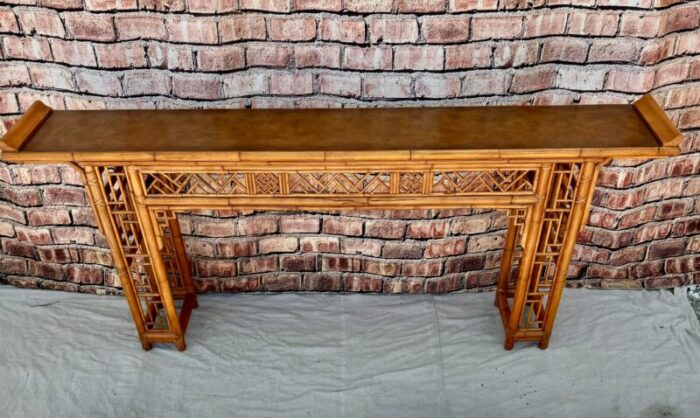 chinese chippendale bamboo console altar table 9692