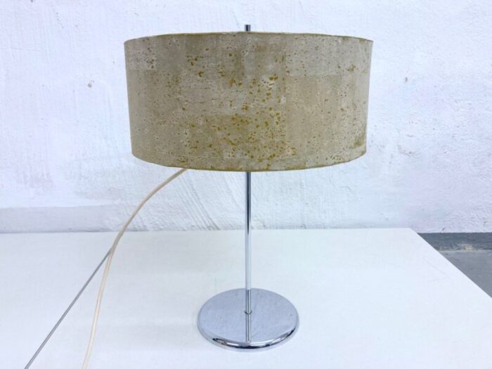 chrome stand cork screen table lamp 1960s 1