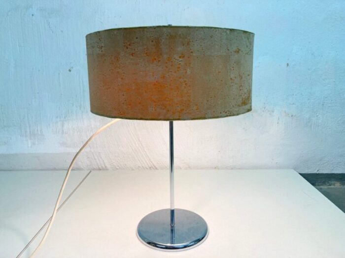 chrome stand cork screen table lamp 1960s 2