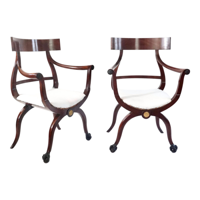 circa 1800 russian neoclassical mahogany armchairs a pair 3397