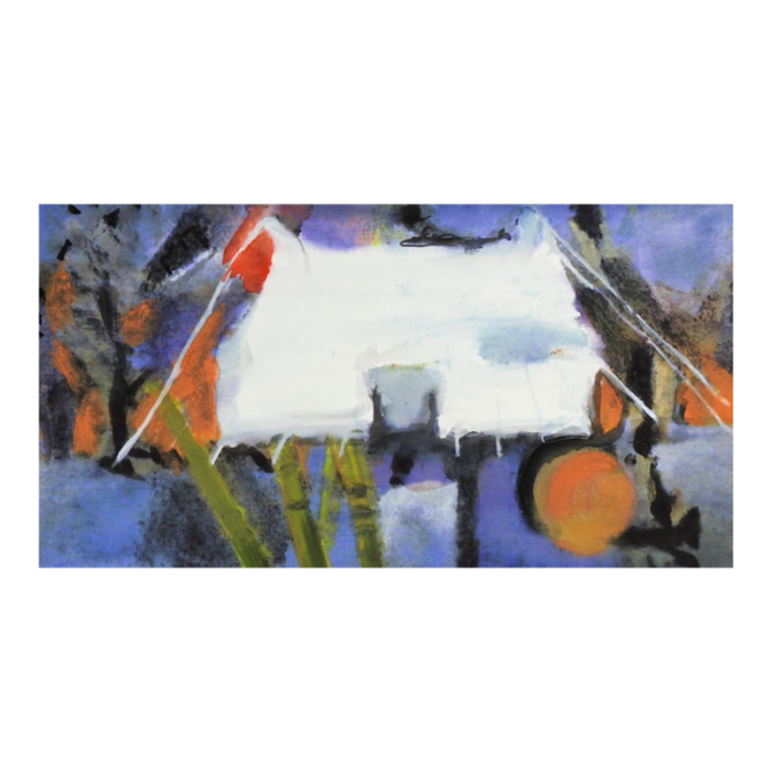 contemporary abstract white tent watercolor painting 5568