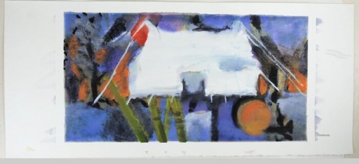 contemporary abstract white tent watercolor painting 6191