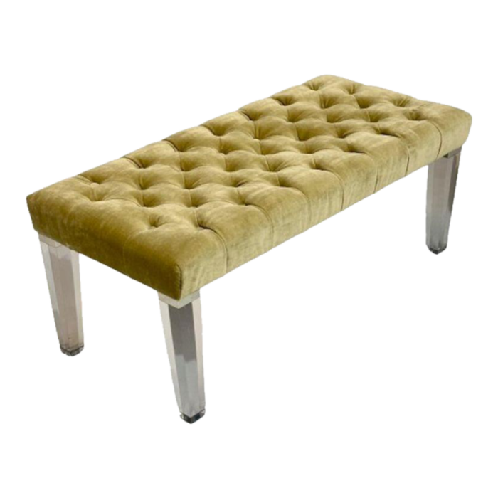 contemporary modern tufted window bench chrome acrylic green velvet 2010s 0112