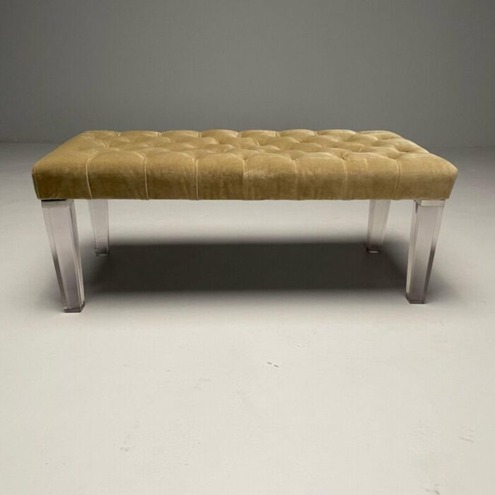 contemporary modern tufted window bench chrome acrylic green velvet 2010s 1125