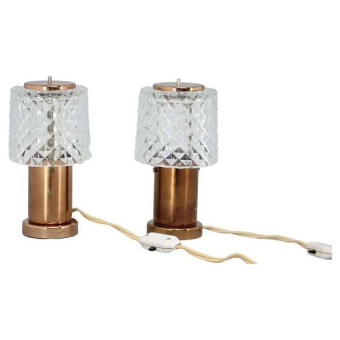 copper table lamps by kamenicky seno czechoslovakia 1970s set of 2 3