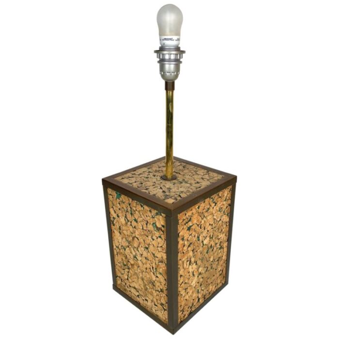 cork brass table lamp italy 1970s 1