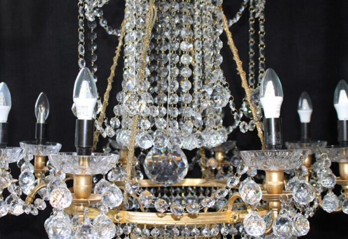 crystal and gilt metal chandelier 1980s 1068