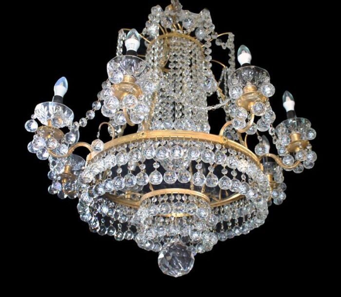 crystal and gilt metal chandelier 1980s 3615