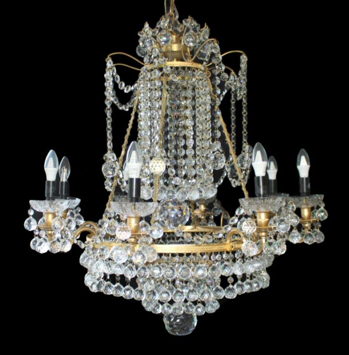 crystal and gilt metal chandelier 1980s 4243