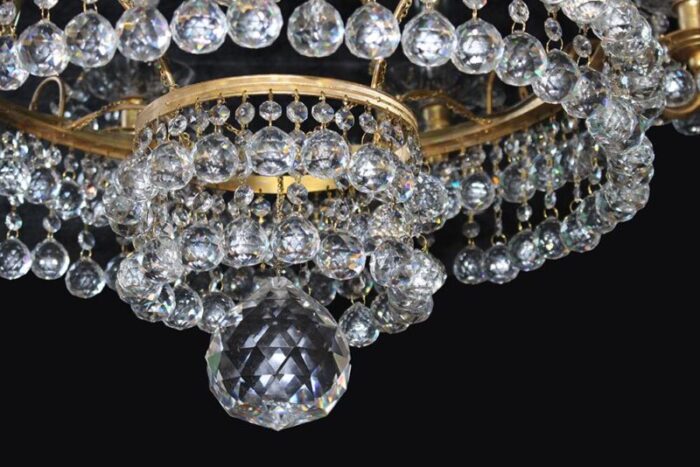 crystal and gilt metal chandelier 1980s 7478