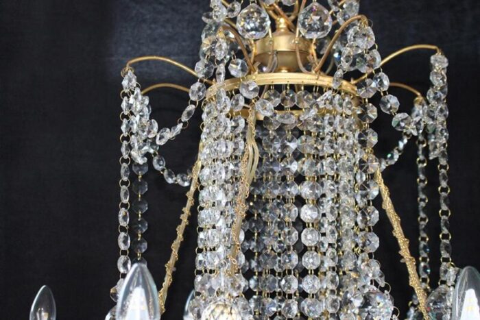 crystal and gilt metal chandelier 1980s 7878