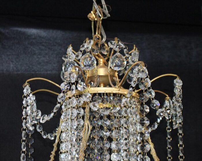 crystal and gilt metal chandelier 1980s 9354