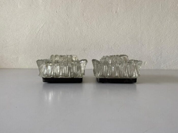 crystal glass 674 sconces or ceiling lamps from limburg 1960s germany 5