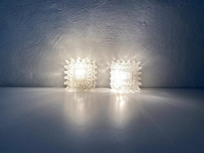 crystal glass 674 sconces or ceiling lamps from limburg 1960s germany 6