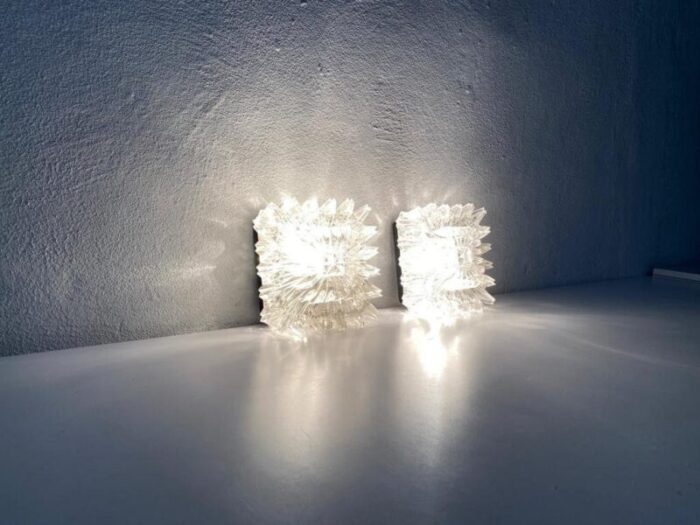 crystal glass 674 sconces or ceiling lamps from limburg 1960s germany 7