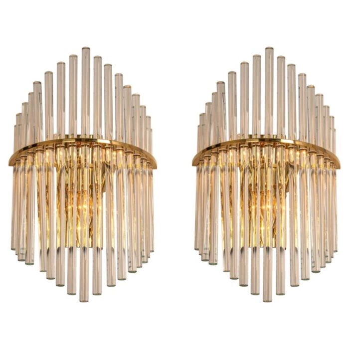 crystal rod sconces by christoph palme germany 1970s set of 2 1