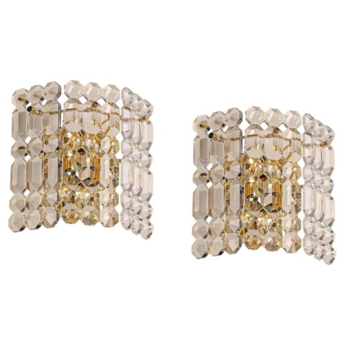 crystal sconces from kinkeldey germany 1970s set of 2 1