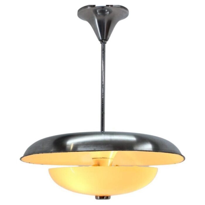 czechoslovakian bauhaus pendant in aluminium and glass 1930s 1