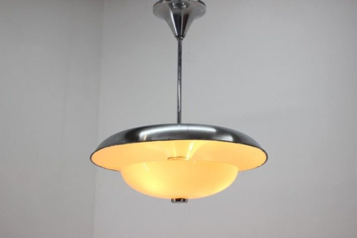 czechoslovakian bauhaus pendant in aluminium and glass 1930s 2