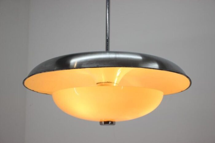 czechoslovakian bauhaus pendant in aluminium and glass 1930s 4