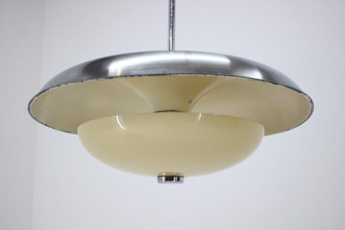 czechoslovakian bauhaus pendant in aluminium and glass 1930s 7