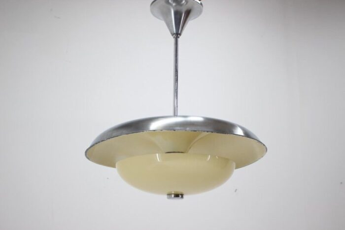 czechoslovakian bauhaus pendant in aluminium and glass 1930s 8