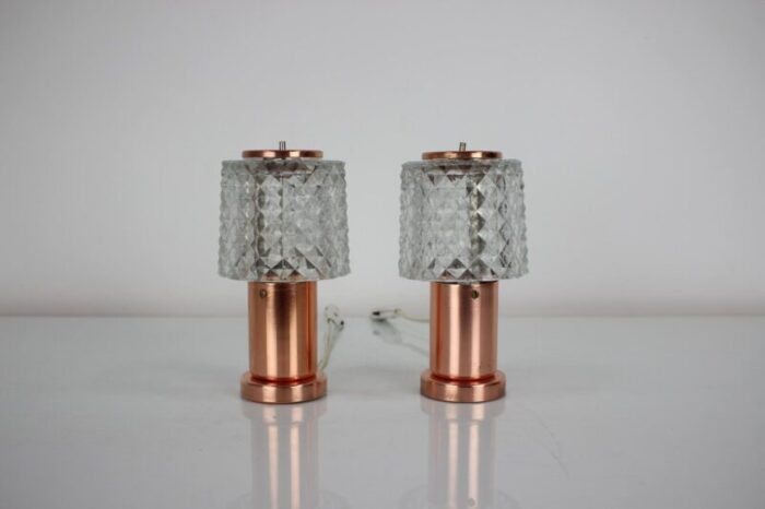 czechoslovakian copper table lamps by kamenicky senov 1970s set of 2 1