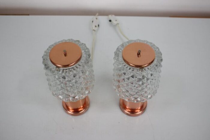 czechoslovakian copper table lamps by kamenicky senov 1970s set of 2 3