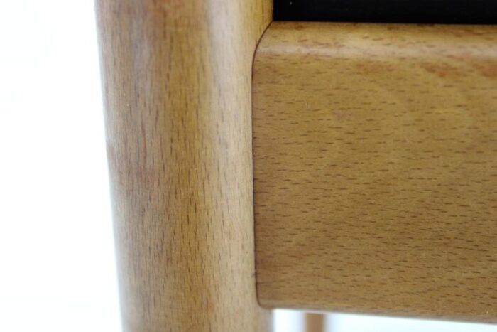 danish beech leather stool 1960s 2220