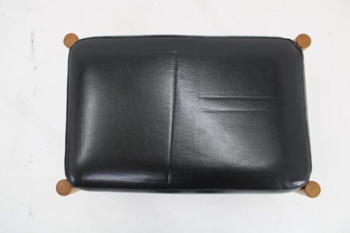 danish beech leather stool 1960s 6612