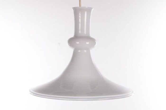 danish white pendant in mouth blown opaline glass by michael bang for holmegaard 1980s 2