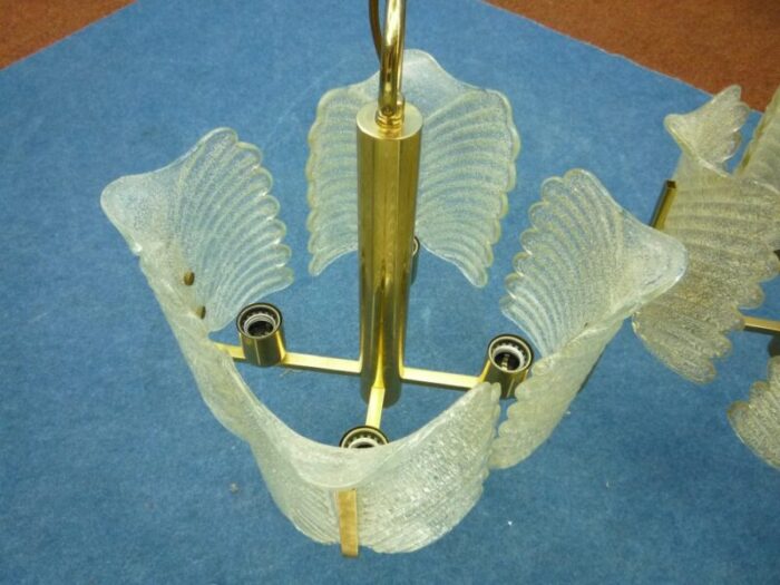 decorative regency murano glass brass ceiling lamps 1960s set of 2 5