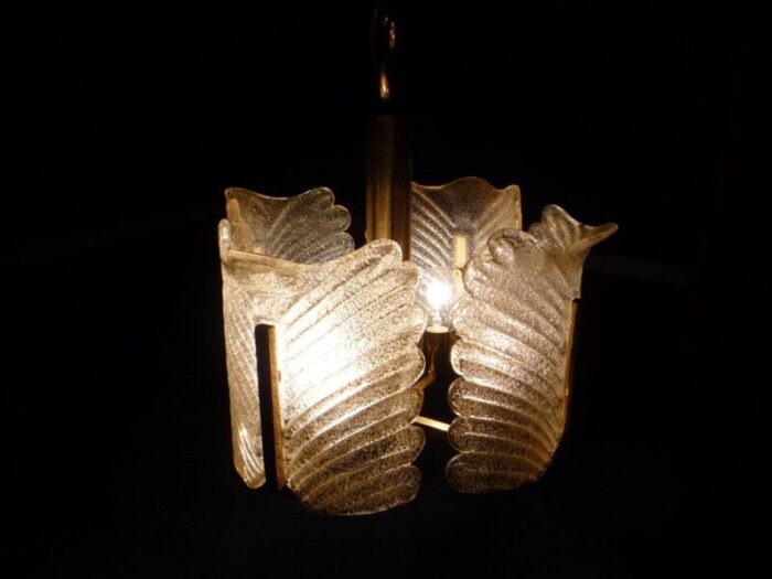 decorative regency murano glass brass ceiling lamps 1960s set of 2 6