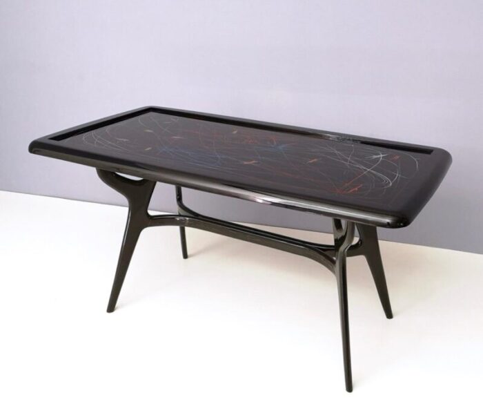 dining table with glass top lacquered by enzio wenk italy 1950s 0855