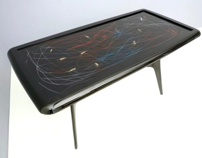 dining table with glass top lacquered by enzio wenk italy 1950s 1205