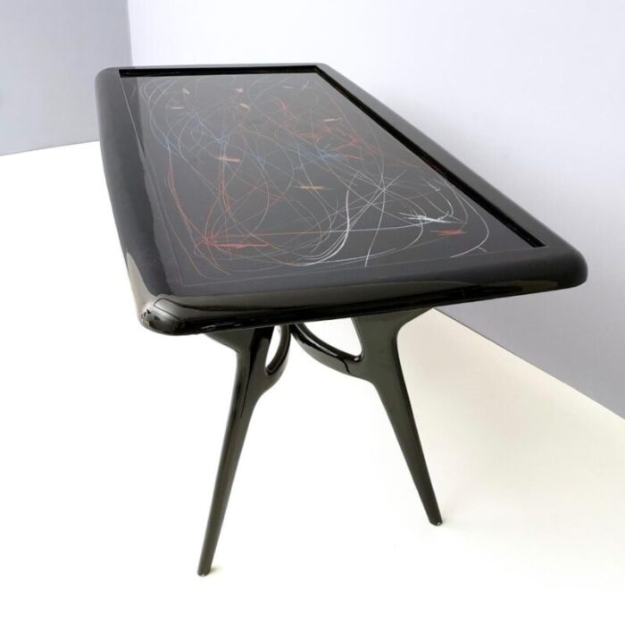 dining table with glass top lacquered by enzio wenk italy 1950s 1264