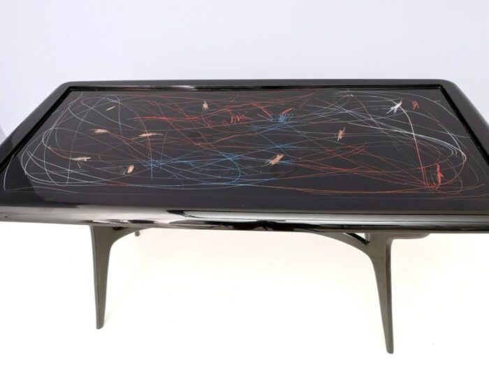 dining table with glass top lacquered by enzio wenk italy 1950s 3098