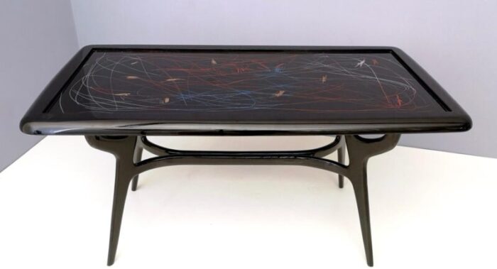 dining table with glass top lacquered by enzio wenk italy 1950s 4998