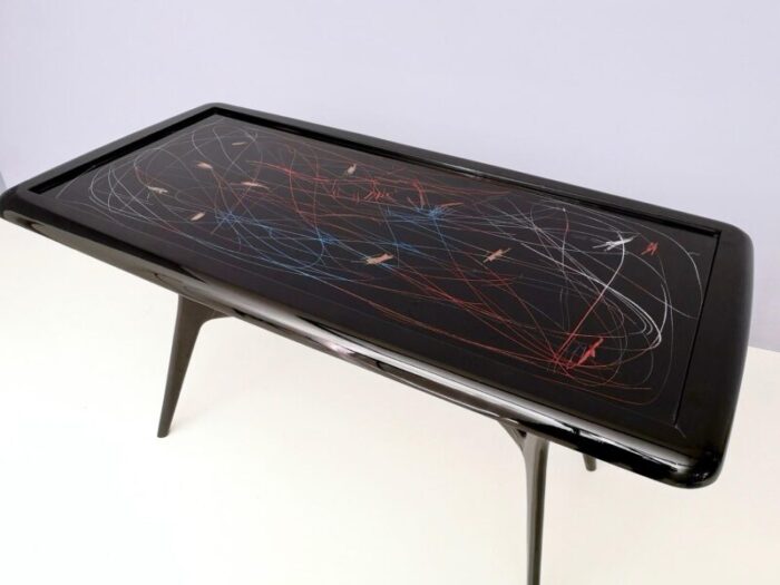 dining table with glass top lacquered by enzio wenk italy 1950s 7899