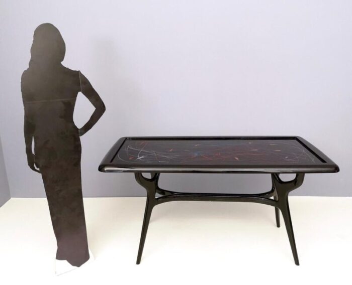 dining table with glass top lacquered by enzio wenk italy 1950s 8374