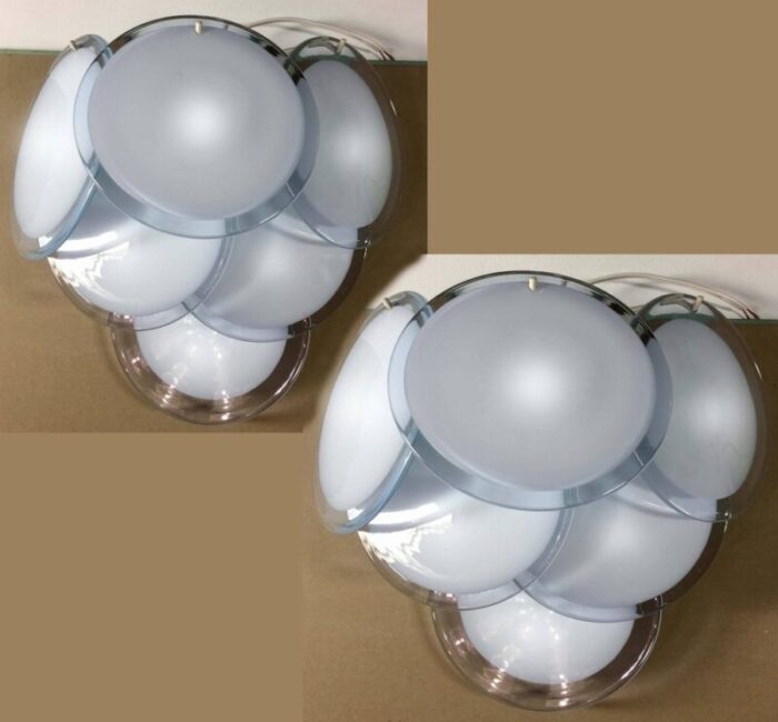 disc sconces by vistosi murano 1970s set of 2 2 1