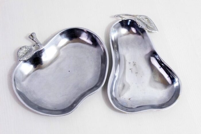 dishes in silver metal 1960 set of 2 4148