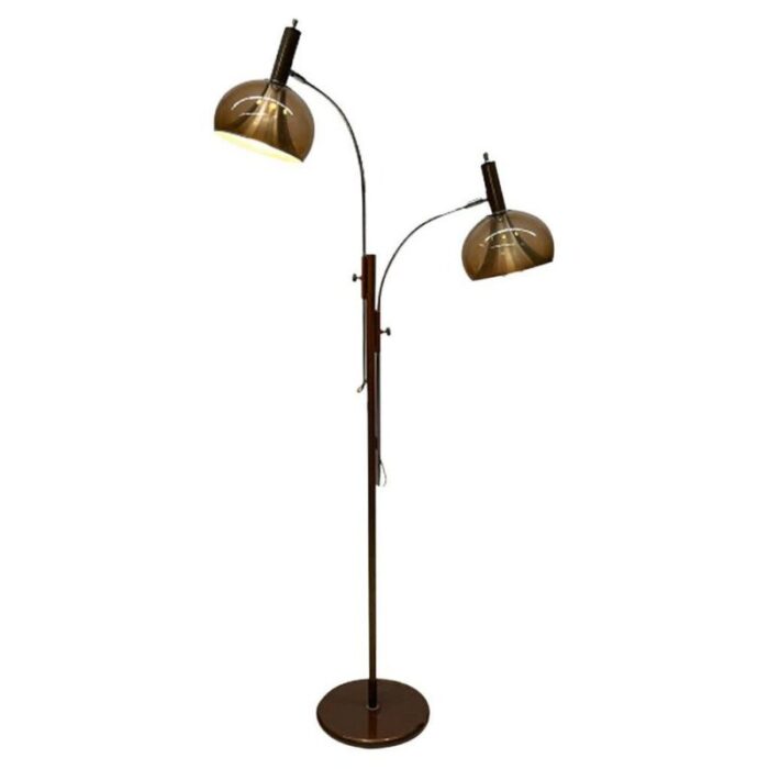 dutch chrome and brown 2 arm globe floor lamp from dijkstra 1