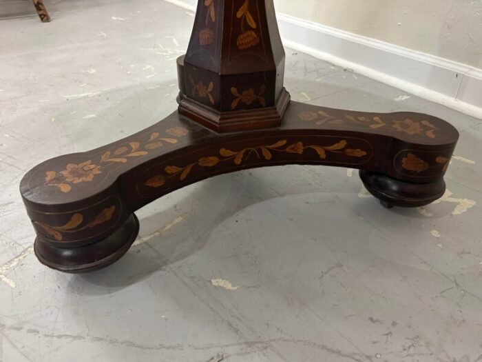 dutch marquetry inlaid center table on castors 2287