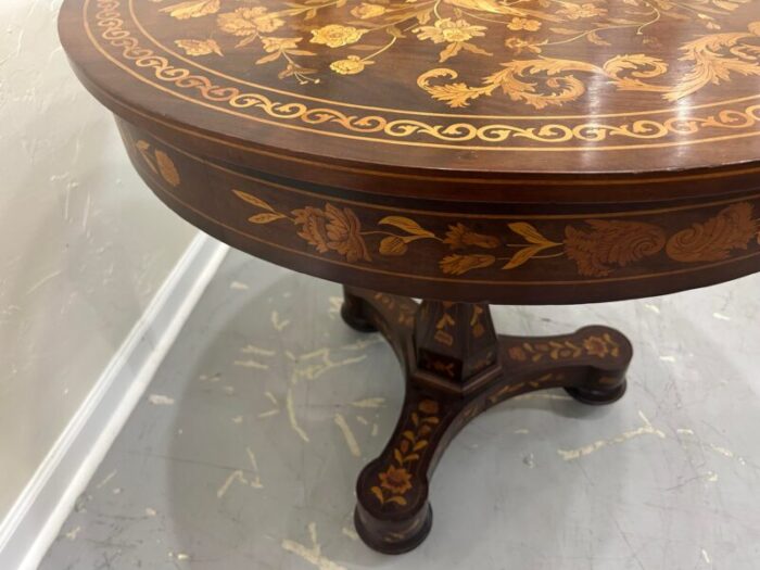 dutch marquetry inlaid center table on castors 2857