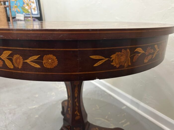 dutch marquetry inlaid center table on castors 4516