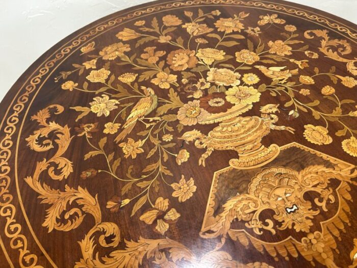 dutch marquetry inlaid center table on castors 8431